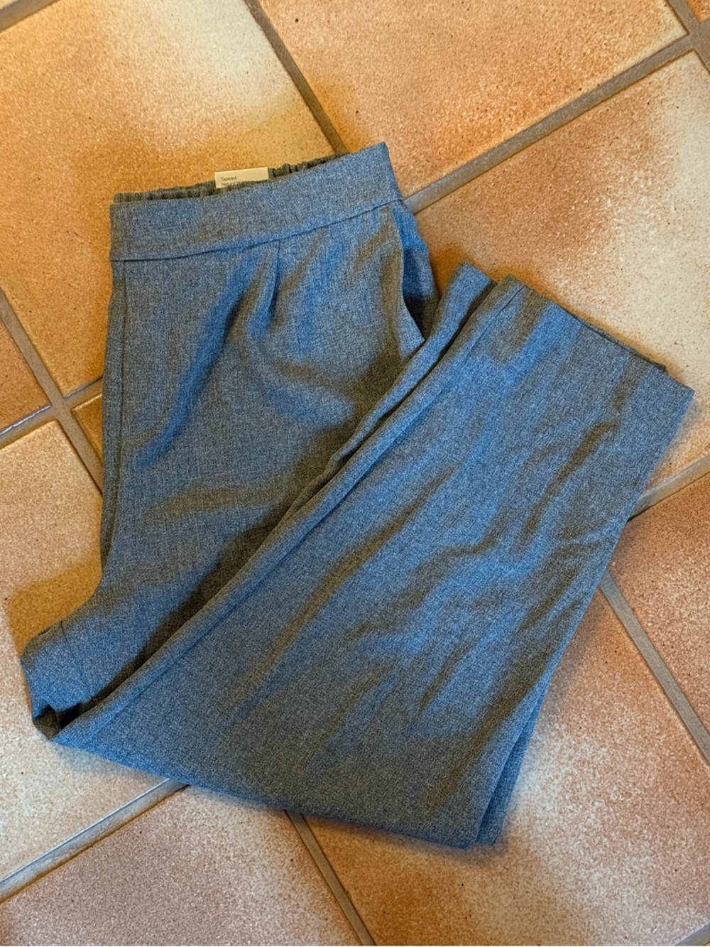 classic grey tapered natural waist dress pants - skinny stretchy slacks